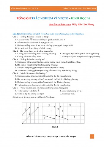 Toán 10 - 128 bài tập trắc nghiệm tổng ôn phần vectơ – Hứa Lâm Phong