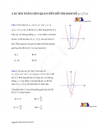Toán 12 - Các bài toán liên quan đến đồ thị hàm số y = f_(x) - Nguyễn Chiến