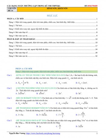 Toán 12: Các dạng toán nón – trụ – cầu thường gặp trong kỳ thi THPTQG