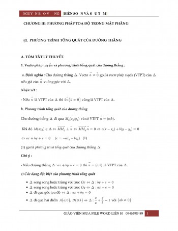 Toán 10: Chuyên đề phương pháp tọa độ trong mặt phẳng – Nguyễn Bảo Vương
