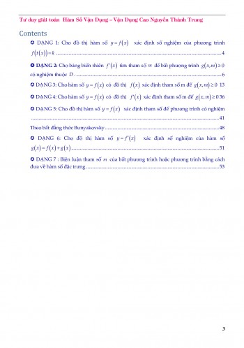 Toán 12: Giải và biện luận phương trình, bất phương trình bằng phương pháp hàm số – Nguyễn Thành Trung