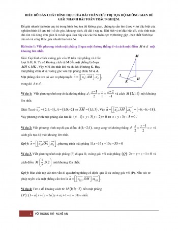 Toán 12 - Hiểu rõ bản chất hình học của bài toán cực trị tọa độ không gian - Võ Trọng Trí