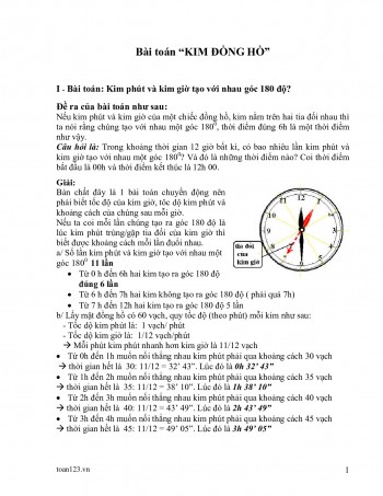 Toán 5 - Bài toán Kim đồng hồ