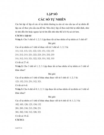 Toán 5 - Bài toán lập số