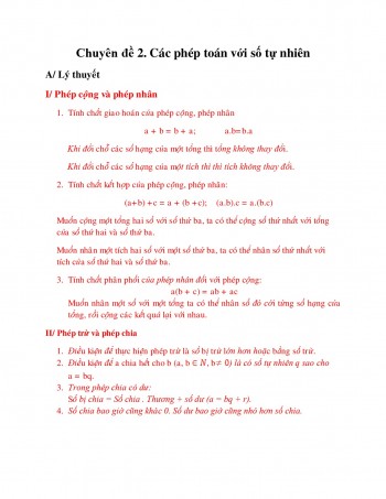Toán 6: Chuyên đề 2. Các phép toán lớp 6